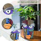 Abstract Face Planter Pots for Plants, Hand-Painted Colorful Flower Pots - Image 3