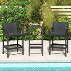 Tangkula 3 Pieces Patio Bar Set, Oudoor Curved Heavy Duty Bar Chairs and Square - Image 3
