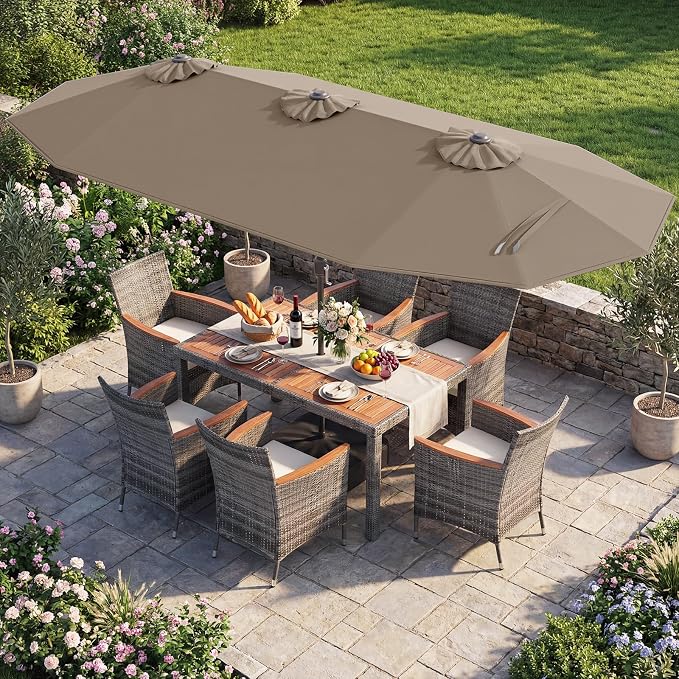 Tangkula 9 Pieces Rattan Outdoor Dining Set - Image 2