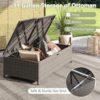 Tangkula Outdoor Rattan Daybed, Wicker Loveseat & 31 Gallon Storage Ottoman - Image 6