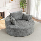 Antetek Oversized Round Chaise Longue Chair Indoor, Modern 55-inch Upholstered - Image 3