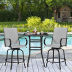 Yaheetech Patio Swivel Barstools Outdoor Chairs Set of 6, High Bistro Stools - Image 4