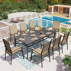 PHI VILLA 9PCS Outdoor Table and Chairs Set, Outdoor Furniture, Stackable by PHIVILLAThepioneerofcomfortablehouseholdsupplies