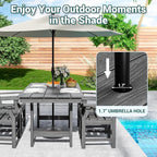 Pamapic 5-Piece Outdoor Dining Set, HDPE Outdoor Rectangular Table and 4 Chairs - Image 2