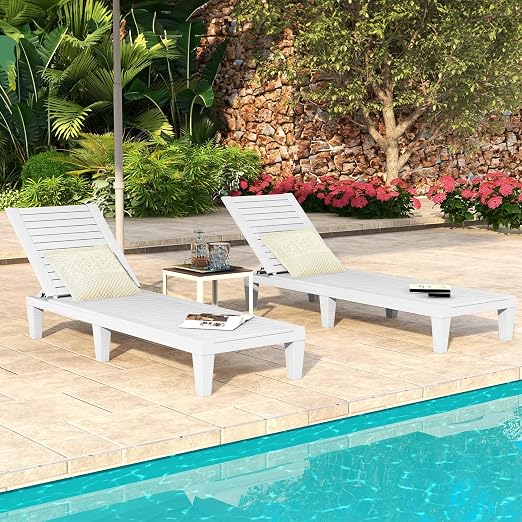 DWVO Outdoor Chaise Lounge, Pool Lounge Chair Set of 4 w/ 5-Level Backrest - Image 2