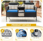 Devoko Outdoor Patio Loveseat Modern Rattan 2-Seat Patio Conversation Set - Image 5