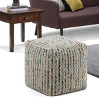 SIMPLIHOME Zoey Cube Pouf – 18 inch Wide Upholstered Wool and Cotton Ottoman in - Image 2