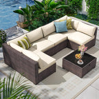 7 Piece Outdoor Patio Furniture Set, Outdoor Sectional Furniture, Rattan & by Olimix