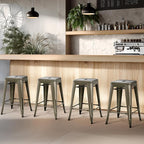 Yaheetech 24 Inch Metal Barstools Set of 4, Counter Height Backless Stools - Image 6