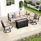 MFSTUDIO 5 Seats Large Metal Patio Conversation Sets, 4 Pieces Outdoor by MFSTUDIO