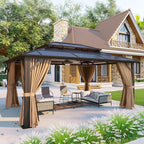 Aoxun 12'x16' Hardtop Gazebo, Aluminum Frame Permanent Pavilion by Aoxun