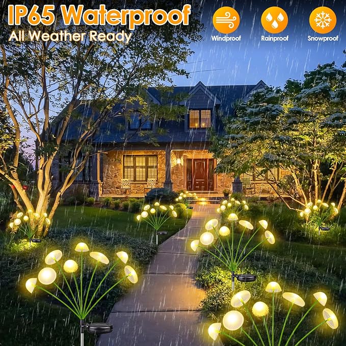 KAQ Solar Garden Lights Outdoor 6PK 48LED, Mushroom Solar Lights Outdoor - Image 5