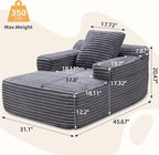 wanan 45.7" Chaise Lounge Chair Indoor, Corduroy Boneless Cloud Lounge Chair - Image 2
