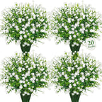 20 Bundles Artificial Flowers for Outdoors Fake Plastic Flowers UV Resistant by Besteek