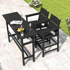 Bar Height Patio Table and Chairs Set, HDPE Outdoor Adirondack Bar Chairs and - Image 6