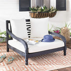 SAFAVIEH Outdoor Collection Pomona Dark Slate Grey Solid Wood/Beige Cushion - Image 2