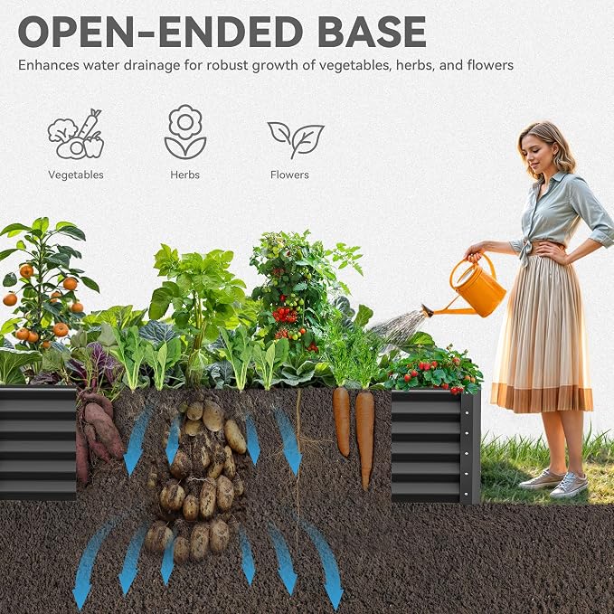 YITAHOME 6x3x1.5ft Large Raised Garden Bed Kit, Galvanized Metal Planter Box - Image 4