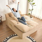 63" Chaise Lounge Chair Indoor, Set of Convertible Sleeper Sofa Couch by AFUSON