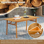 Tangkula 7 Pieces Patio Acacia Wood Dining Set, Outdoor Heavy Duty Rectangular - Image 5