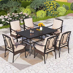 PHI VILLA Outdoor Dining Set for 6, All-Weather Patio Table and Chairs Set for 6 - Image 9