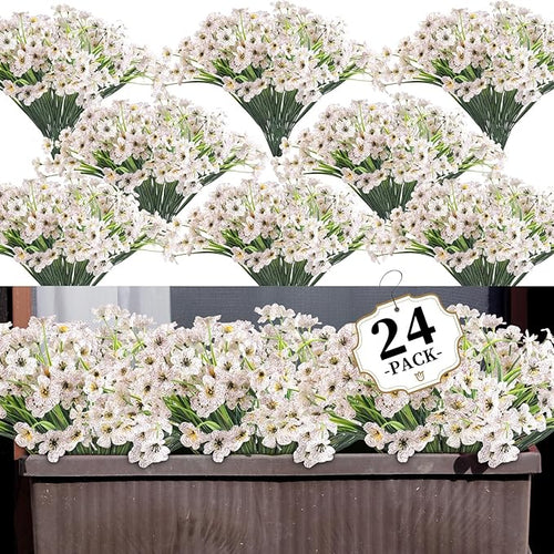 24 White Bundles Artificial Flowers by ColoPlay