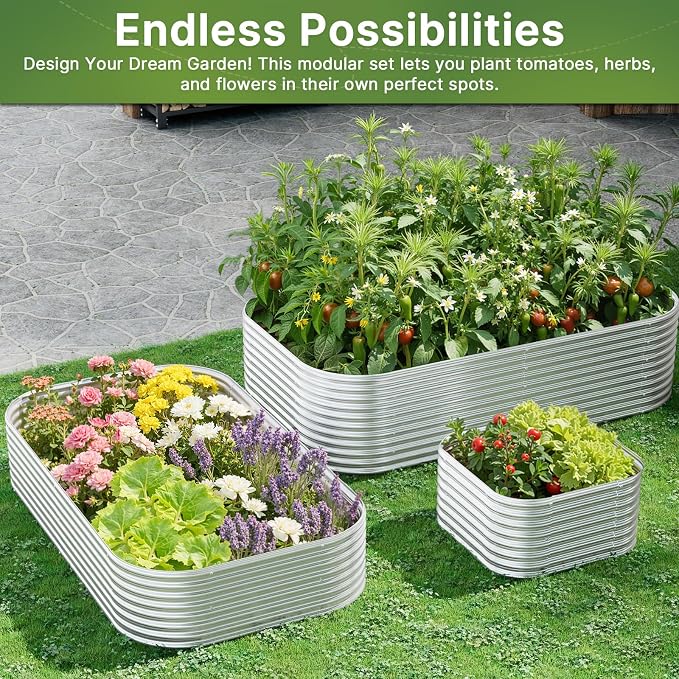 3 PCS 4x2ft Galvanized Raised Garden Bed Outdoor, Metal Garden Bed - Image 7