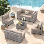 6-Seat Modular Patio Furniture Set – Outdoor Wicker Sectional Sofa - Image 2