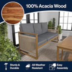 JONATHAN Y SFB1002B Gable 3-Seat Mid-Century Modern Roped Acacia Wood Outdoor - Image 6