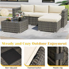 5 Piece Outdoor Patio Sectional Furniture Set, Weather Resistant Rattan Outside - Image 7