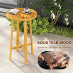 Tangkula 3 Piece Patio Bar Set, Teak Wood Bistro Furniture - Image 3