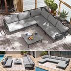 6 Piece Modern Outdoor Sectional Sofa, Weather-Resistant Metal Frame and - Image 7
