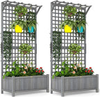 Outsunny Wood Planter with Trellis, Raised Garden Bed by Outsunny