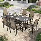 PHI VILLA Outdoor Dining Set for 6 Person, Expandable Table for 6-8 Person by PHIVILLAThepioneerofcomfortablehouseholdsupplies