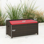 Outsunny 34 Gallon Outdoor Wicker Storage Bench Deck Box, PE Rattan Patio - Image 3