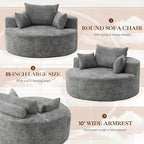 Antetek Oversized Round Chaise Longue Chair Indoor, Modern 55-inch Upholstered - Image 4