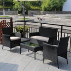 PayLessHere 4 Pieces Patio Furniture Set Rattan Outside Furniture Wicker Sofa - Image 2