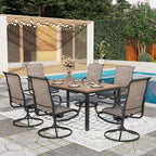 PHI VILLA Patio Dining Table and Chairs, 6 Swivel Dining Chairs by PHIVILLAThepioneerofcomfortablehouseholdsupplies