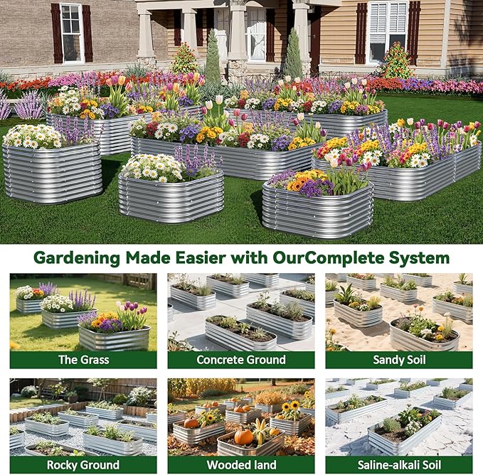 2 Pack Tall 8x4FT Raised Beds for Gardening, Corrugated Galvanized Steel Raised - Image 6