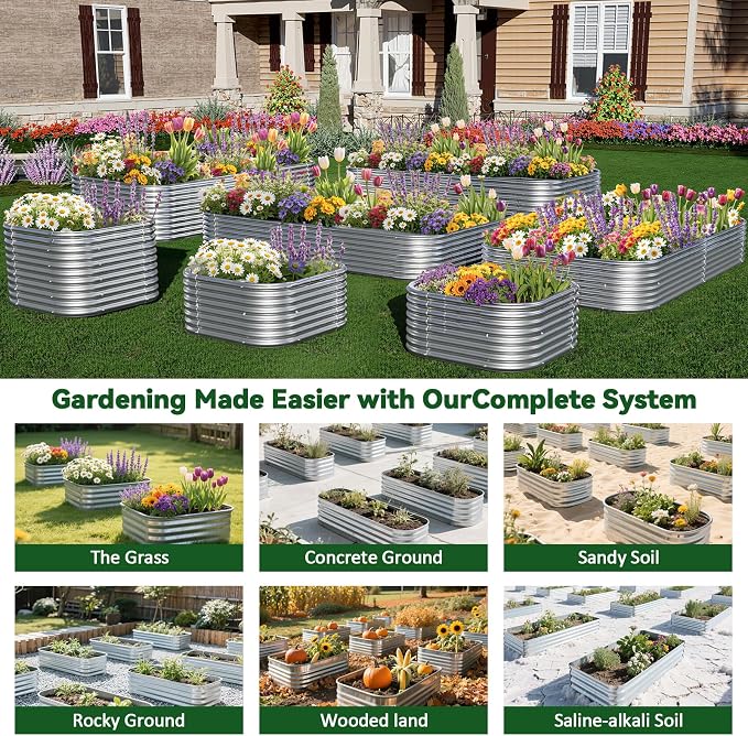 4 Pack 6x3FT Raised Beds for Gardening, Corrugated Galvanized Steel Raised - Image 6
