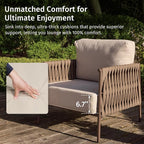 East Oak 3-Piece Patio Furniture Set | Armchairs & Coffee Table | Outdoor - Image 2