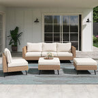 LAUSAINT HOME Outdoor Patio Furniture, 6 Piece Outdoor Sectional Sofa PE Rattan by LAUSAINTHOME