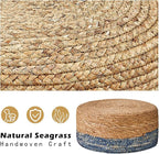 Wimarsbon Round Foot Stool Natural Seagrass Poufs Ottoman Hand Weave Footrest - Image 4
