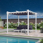 PURPLE LEAF 10' x 10' Outdoor Aluminum Pergola White Heavy-Duty Retractable by Unknown