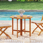 Tangkula 36 Inches Outdoor Folding Round Dining Table, No Assembly Patio Acacia - Image 9