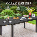 PHI VILLA Extra Large Expandable Patio Dining Table 99.2" × 35.5" Metal Outdoor - Image 4