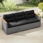 Tangkula 3-Seat Patio Wicker Couch Sofa, Outdoor 3 Seater Rattan Furniture Set - Image 2