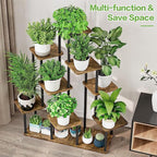 9 Tier Wood Tall Plant Stand Metal Rack Indoor, Planter Shelf Display Rack - Image 6