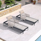 PURPLE LEAF 3 Pieces Outdoor Chaise Lounge Set Rattan Wicker Lounger - Image 2