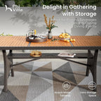 PHI VILLA Outdoor Dining Set for 6, Rectangular Wicker Table - Image 3