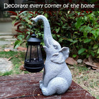 Elephant Solar Garden Statues, Resin Elephant Figurine Decorations - Image 7